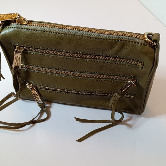 Rebecca Minkoff Dark Olive Leather Shoulder Bag /Crossbody with Chain Strap - Picture 4 of 12